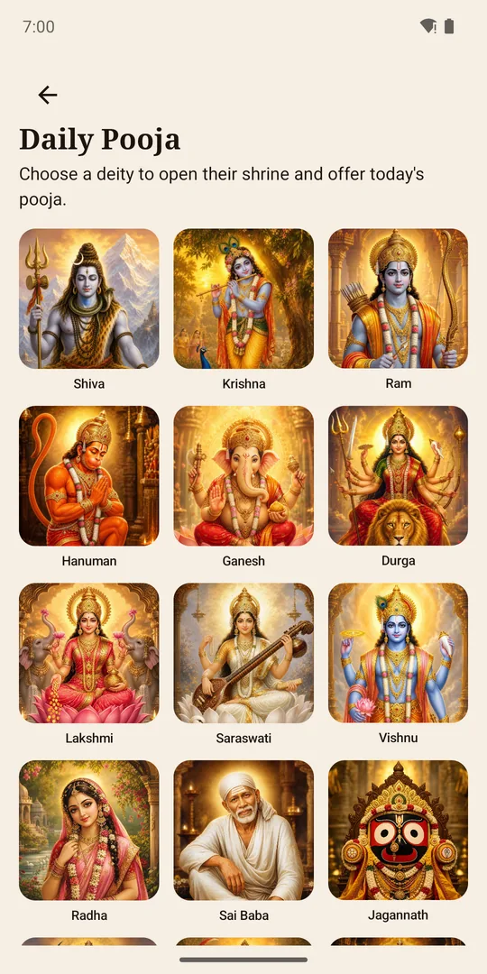 Choose a deity for Daily Pooja